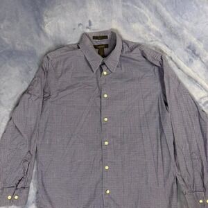 Express blue and white checkered button up shirt men Size L